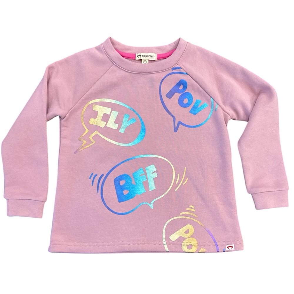 Appaman Ruslana Top Girls Size 5 Pink Metallic Abbreviation Letter Graphics NWT